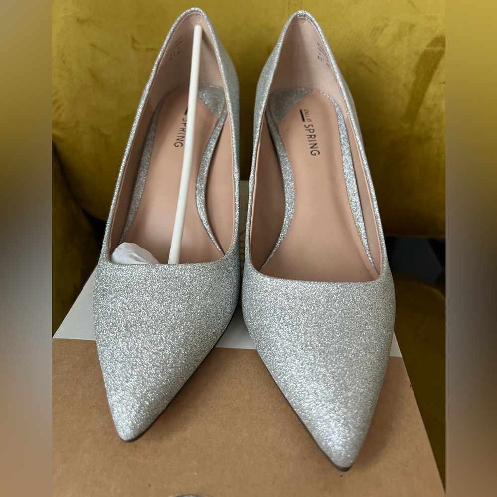 Silver heels.  Brand new in box